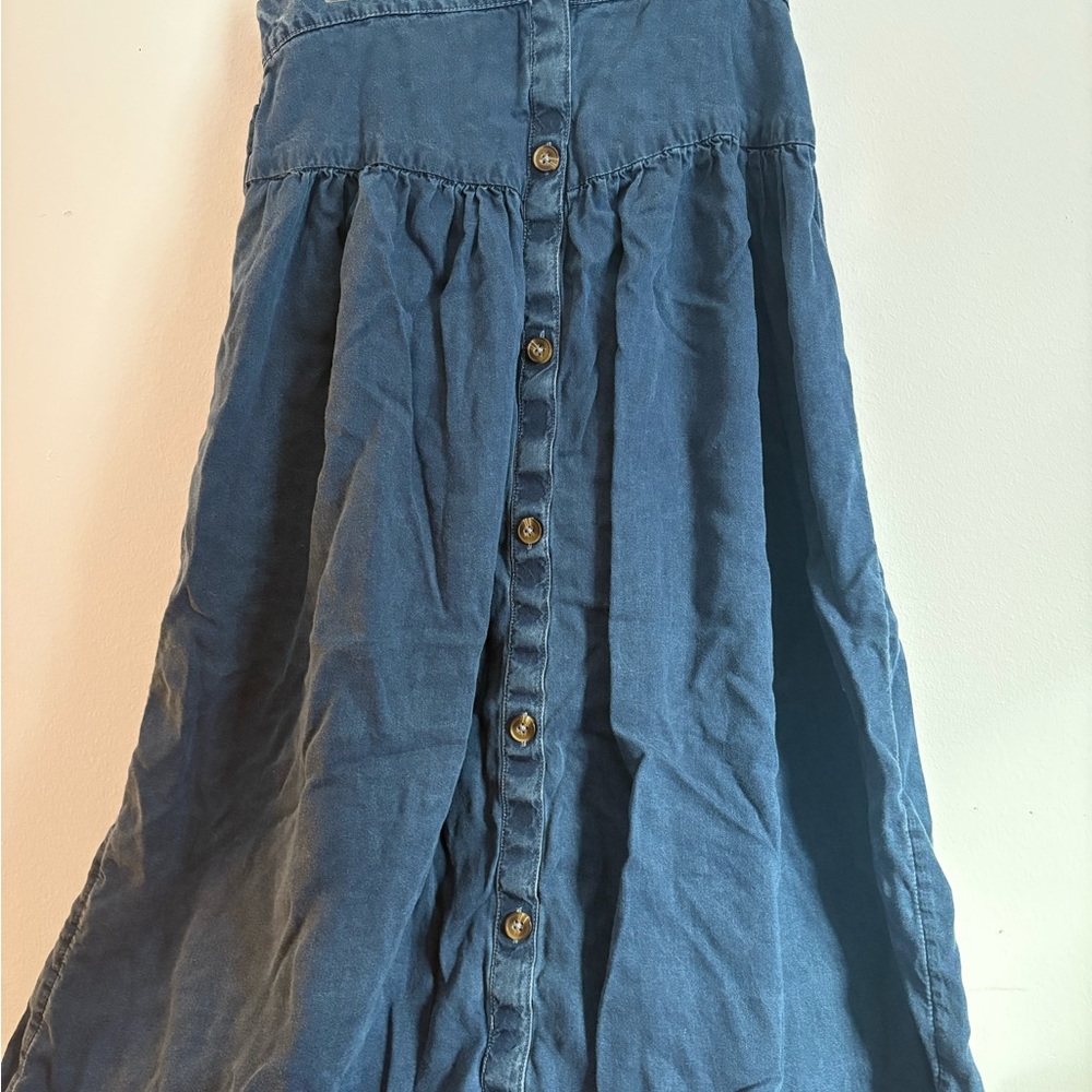 LC Lauren Conrad A-Line Blue Button Skirt